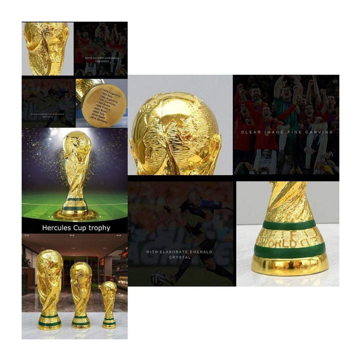 FrostFlora Herkules-Pokal FIFA Fußball-Weltmeisterschaft 2022 Katar Dekoration in Gold, Höhe: 27 cm - Bild 8