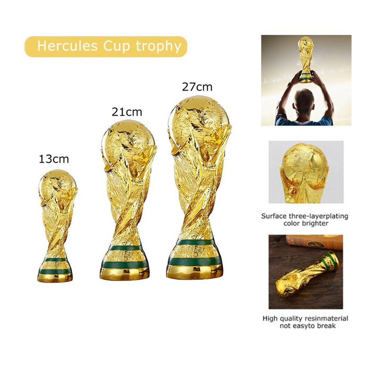 FrostFlora Herkules-Pokal FIFA Fußball-Weltmeisterschaft 2022 Katar Dekoration in Gold, Höhe: 27 cm - Bild 10