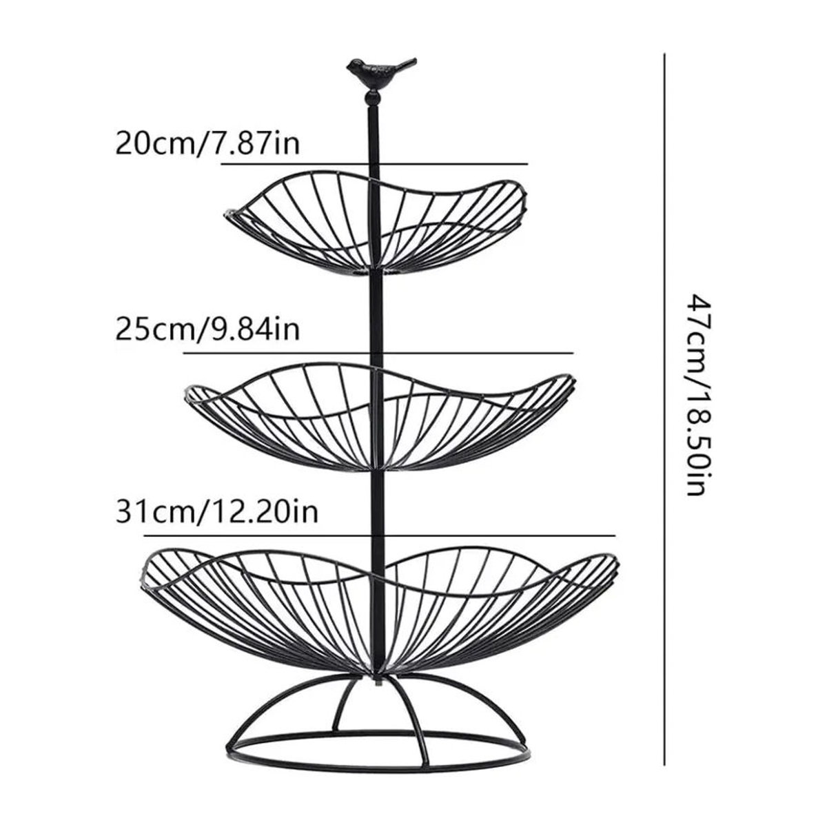 Fruit Floors 3-teiliger dekorativer Obstkorb aus Metall in Schwarz für Küche und Wohnzimmer - Bild 5