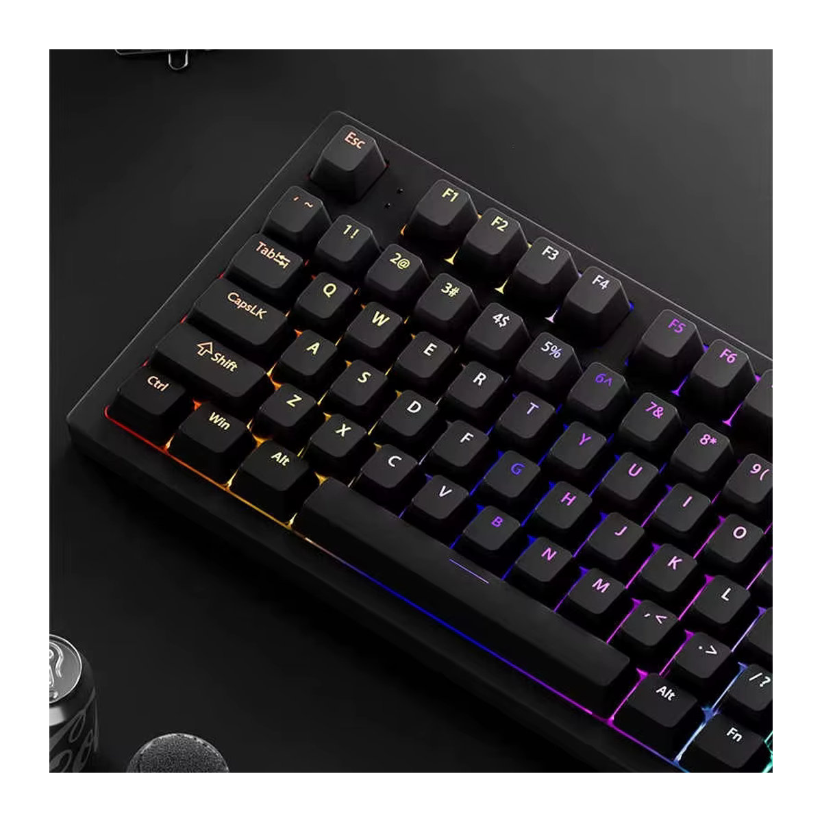 FSWHBY 126 Tasten Tastenkappen Set in Schwarz, PBT Double Shot Shine Through mit Kirschprofil für MX Switches und RGB-hintergrundbeleuchtete Gaming-Tastaturen - Bild 2