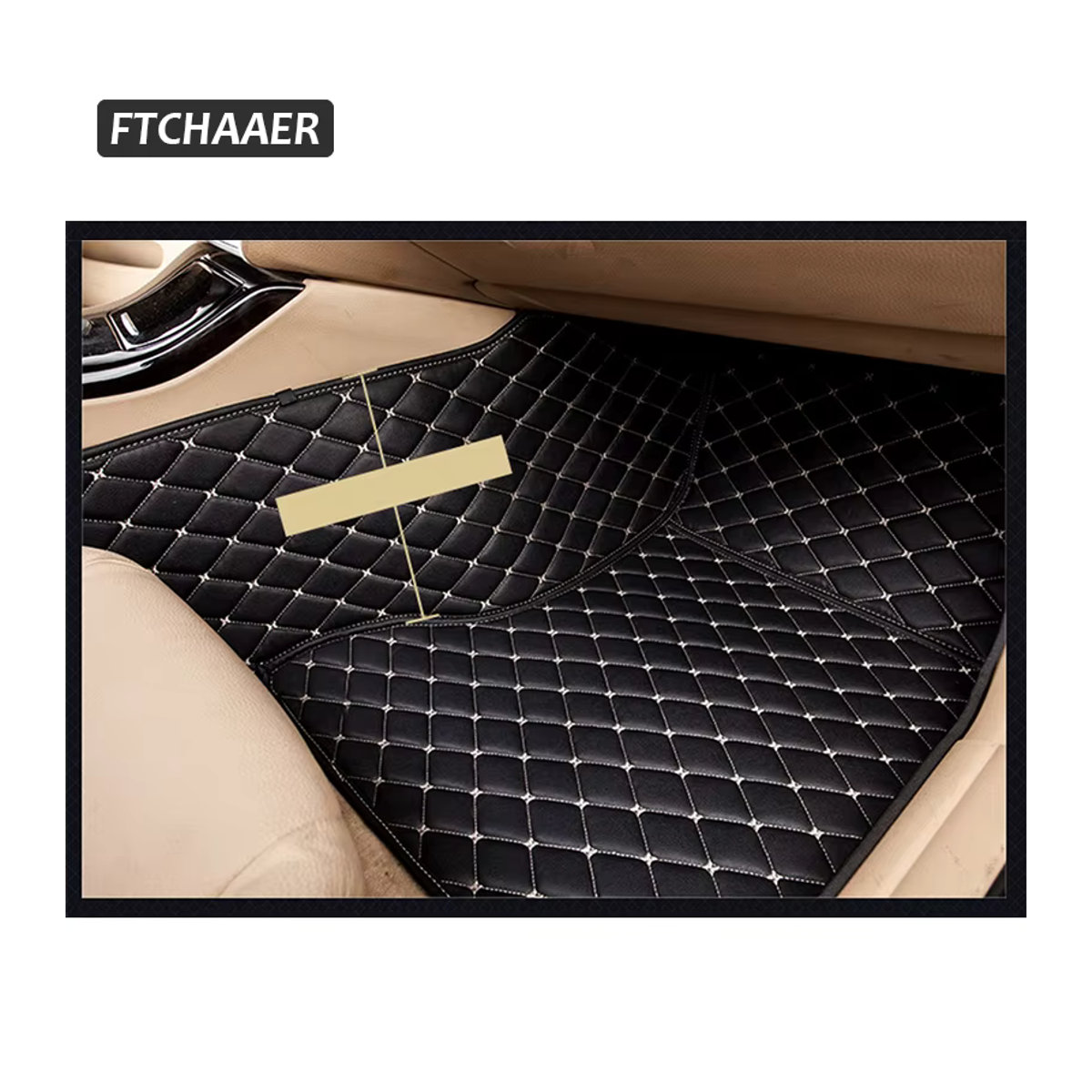 FTCHAAER Custom Car Fußmatten aus Leder für VW Golf IV V 1997–2008 in Schwarz mit geometrischem Design - Bild 2