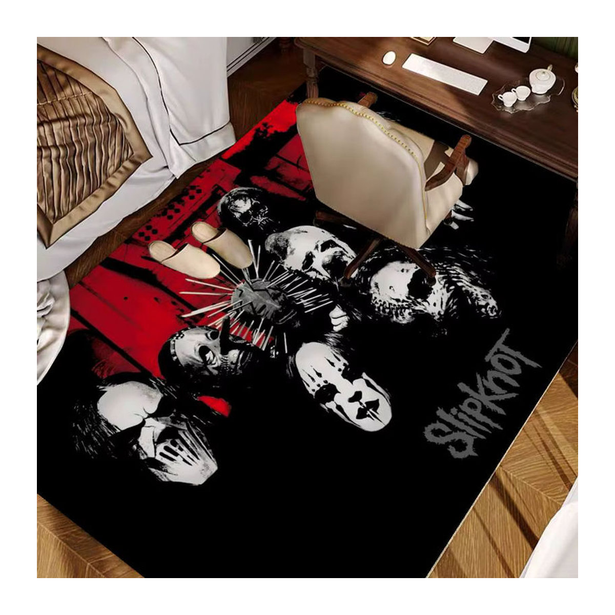 Fts Slipknots Heavy Metal Band Motiv Teppich Schwarz Rutschfester Raumteppich für Wohnzimmer und Küche - Bild 3
