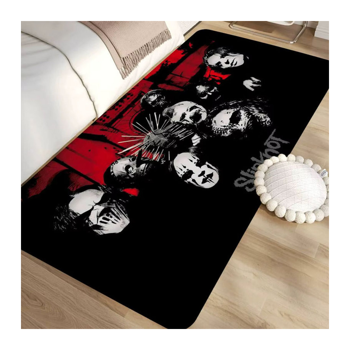 Fts Slipknots Heavy Metal Band Motiv Teppich Schwarz Rutschfester Raumteppich für Wohnzimmer und Küche - Bild 5