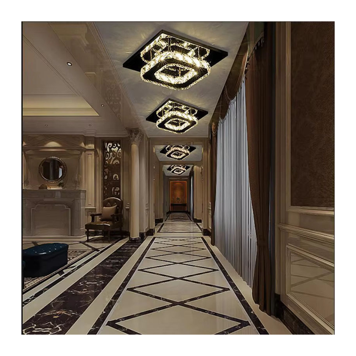 FÜHRTE Moderne Quadratische LED Deckenlampe aus Glas in Weiß mit 12W für Wohnzimmer und Korridor - Bild 2