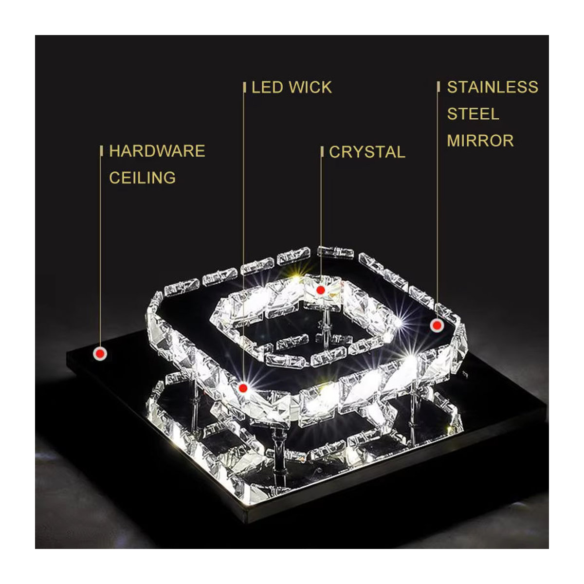 FÜHRTE Moderne Quadratische LED Deckenlampe aus Glas in Weiß mit 12W für Wohnzimmer und Korridor - Bild 3