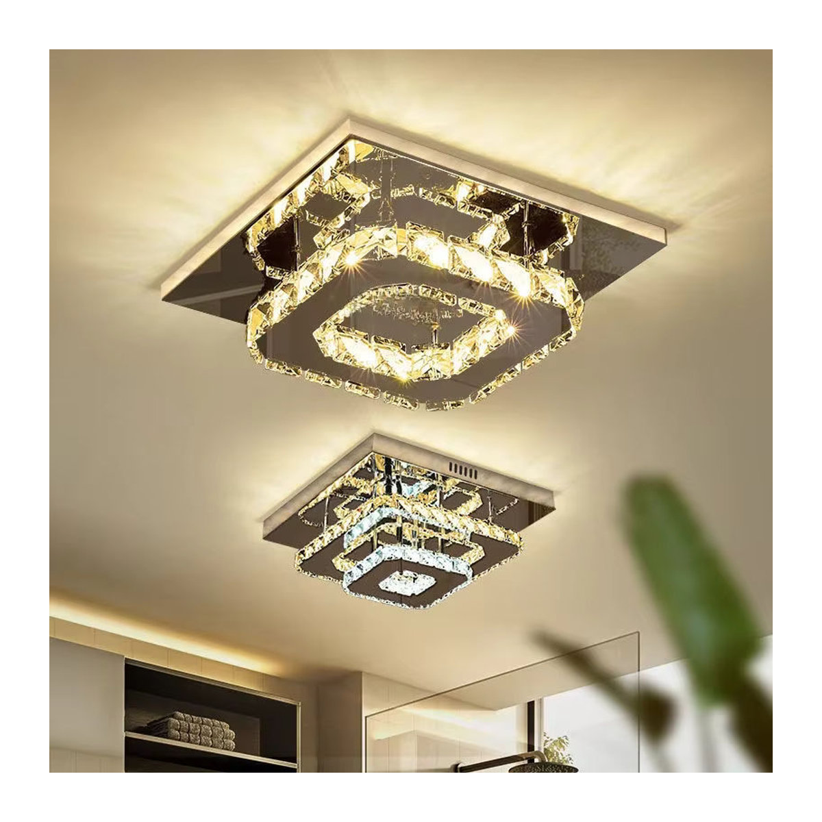 FÜHRTE Moderne Quadratische LED Deckenlampe aus Glas in Weiß mit 12W für Wohnzimmer und Korridor - Bild 4