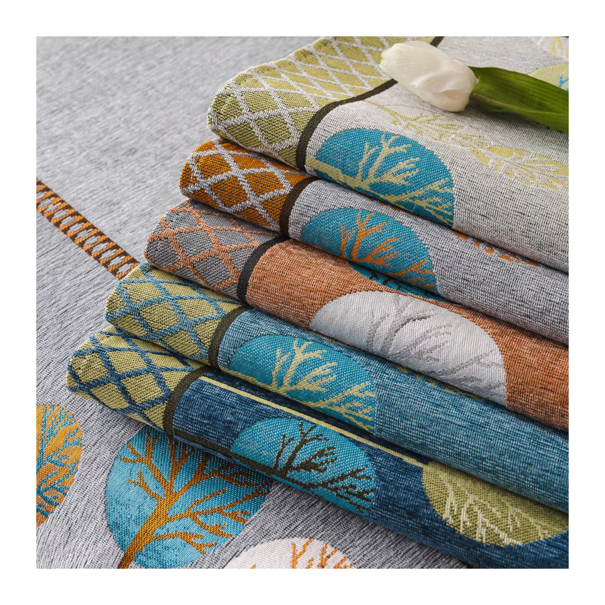 Full Moon Tree Chenille-Sofamatte mit Jacquard-Kombination, rutschfest und universeller Sofabezug für dein Sofa in Grau oder Mehrfarbig - Bild 2