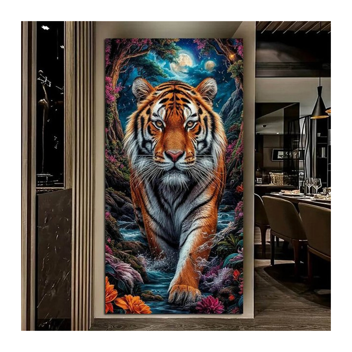Fullcang Diamond Painting Set Wald Tiger Motiv als DIY Diamant Kunst Malerei mit runden Bohrern in Mehrfarbig - Bild 1