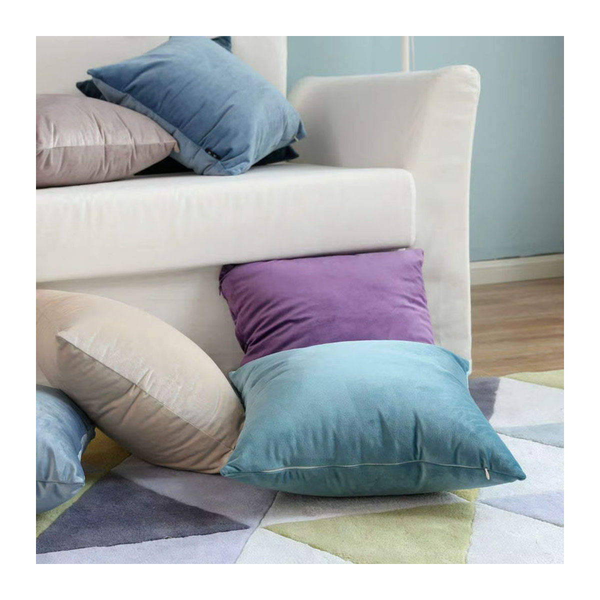 Funda Cojin Kissenbezug aus ultraweichem blauem Samt für dein Sofa und deine Heimdekoration - Bild 2