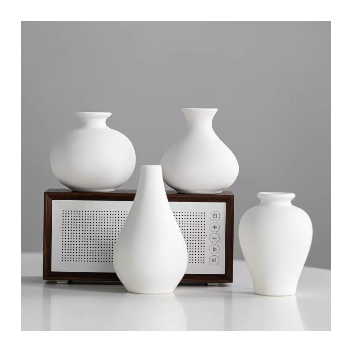 Fünfteiliges Keramikvasen-Set in Weiß im minimalistischen Design für deine Tischdekoration - Bild 2