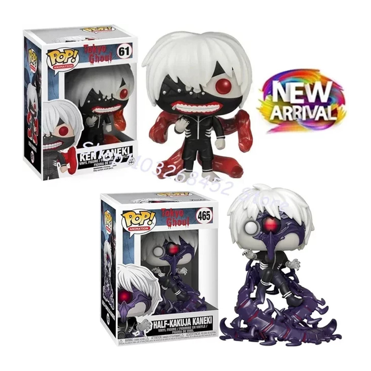Funko Pop Tokyo Ghoul Ken Kaneki Vinylfiguren Modell #61 Halb-Kakuja-Kaneki und #465 mehrfarbig - Bild 1