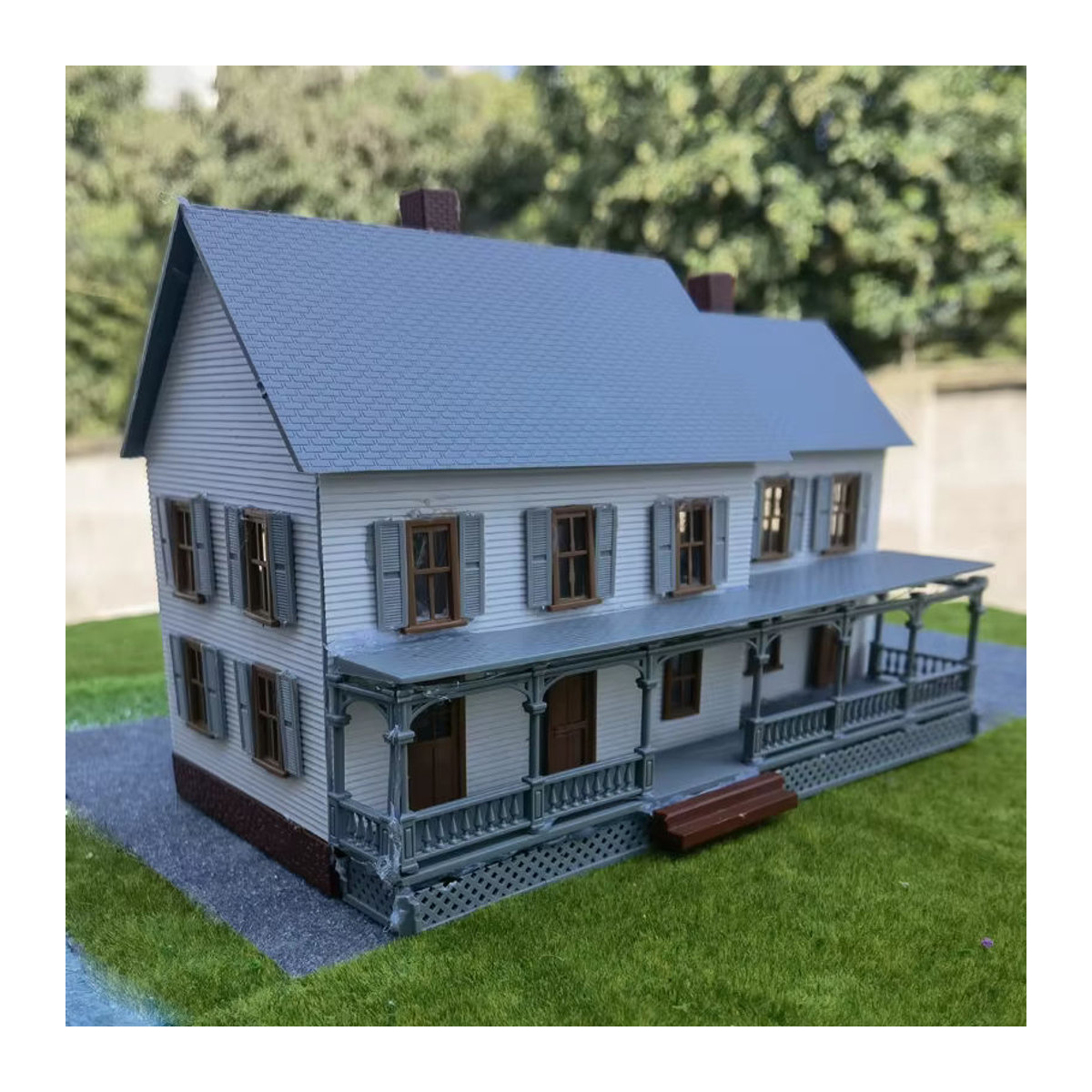 FunTrying Modellbau Set Supermarkt Gebäude im Maßstab 1:87 Grau aus Kunststoff für Eisenbahn Layout und Modellbau - Bild 2