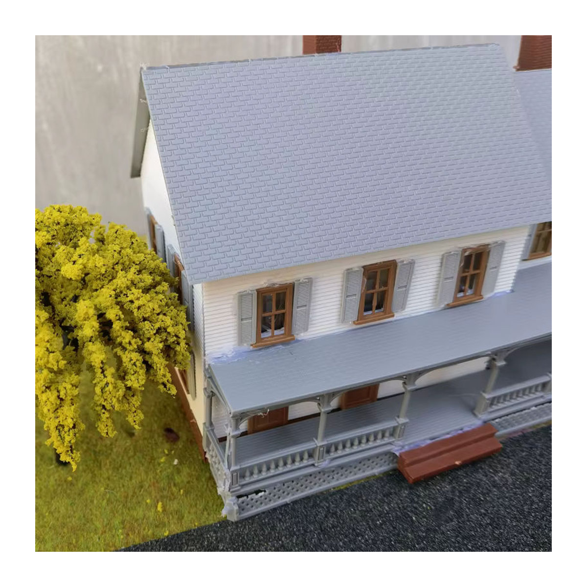 FunTrying Modellbau Set Supermarkt Gebäude im Maßstab 1:87 Grau aus Kunststoff für Eisenbahn Layout und Modellbau - Bild 5