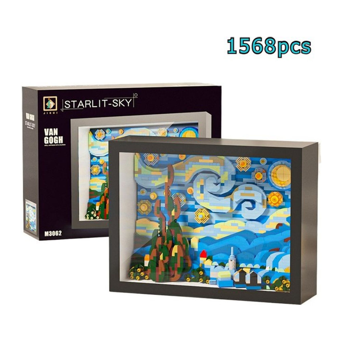 FUNXINEE 3D Micro Van Gogh Malerei Rahmen Bausteine Set als kreatives Handwerk Kit in Mehrfarbig für Erwachsene und Kinder - Bild 1