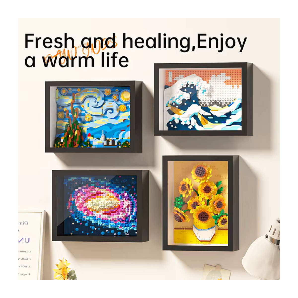 FUNXINEE 3D Micro Van Gogh Malerei Rahmen Bausteine Set als kreatives Handwerk Kit in Mehrfarbig für Erwachsene und Kinder - Bild 3