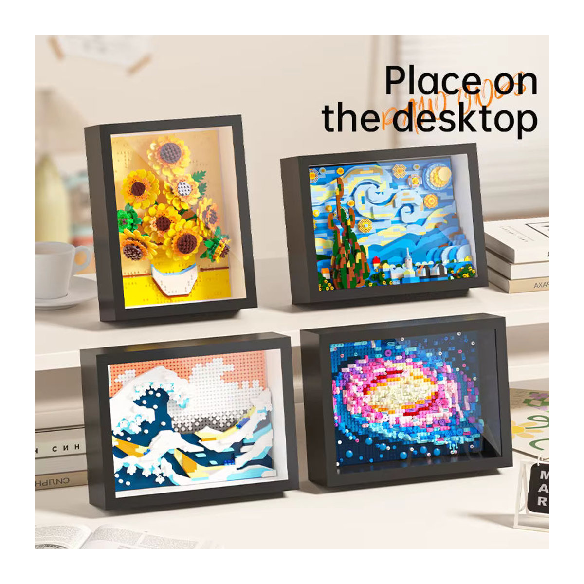 FUNXINEE 3D Micro Van Gogh Malerei Rahmen Bausteine Set als kreatives Handwerk Kit in Mehrfarbig für Erwachsene und Kinder - Bild 4