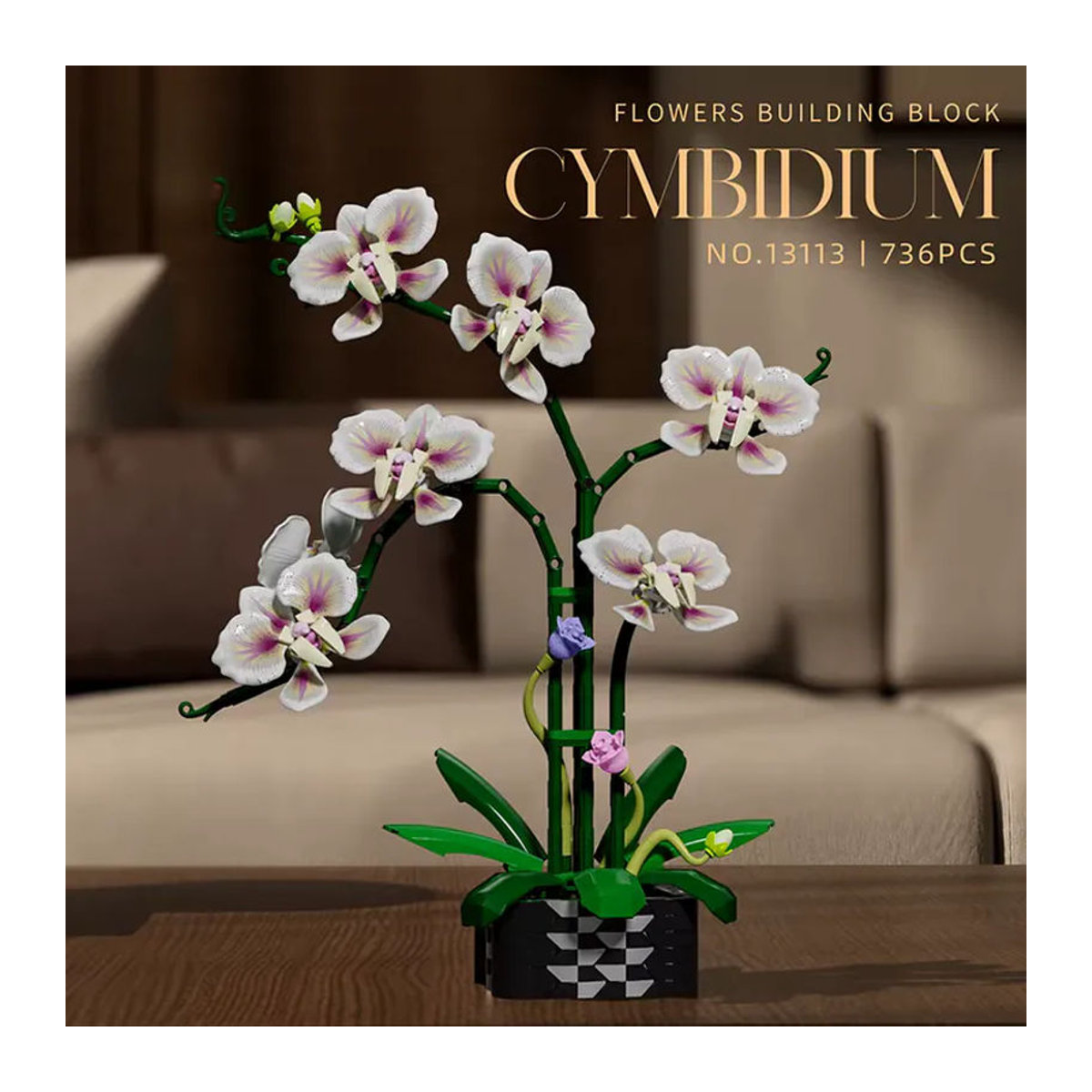 FUNXINEE Orchideen-Bausteine Phalaenopsis Blumenstrauß aus Kunststoff in Mehrfarbig als Desktop-Dekoration - Bild 3