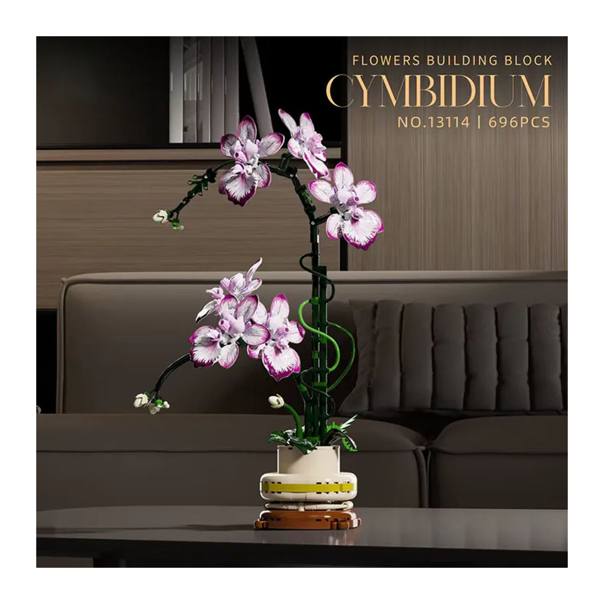 FUNXINEE Orchideen-Bausteine Phalaenopsis Blumenstrauß aus Kunststoff in Mehrfarbig als Desktop-Dekoration - Bild 4