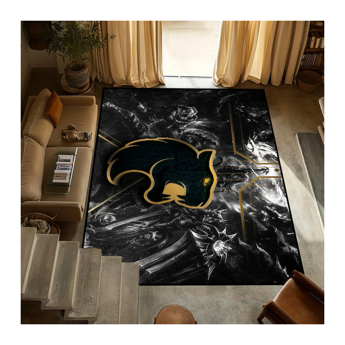 FURIA Esports Brasilien Logo Teppich Bodenmatte in Schwarz - Bild 1