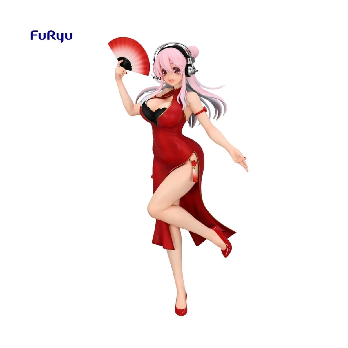 FuRyu Original Super Sonico Trio-Try-iT Figur im Cheongsam Design, rot, Höhe: 21 cm - Bild 2