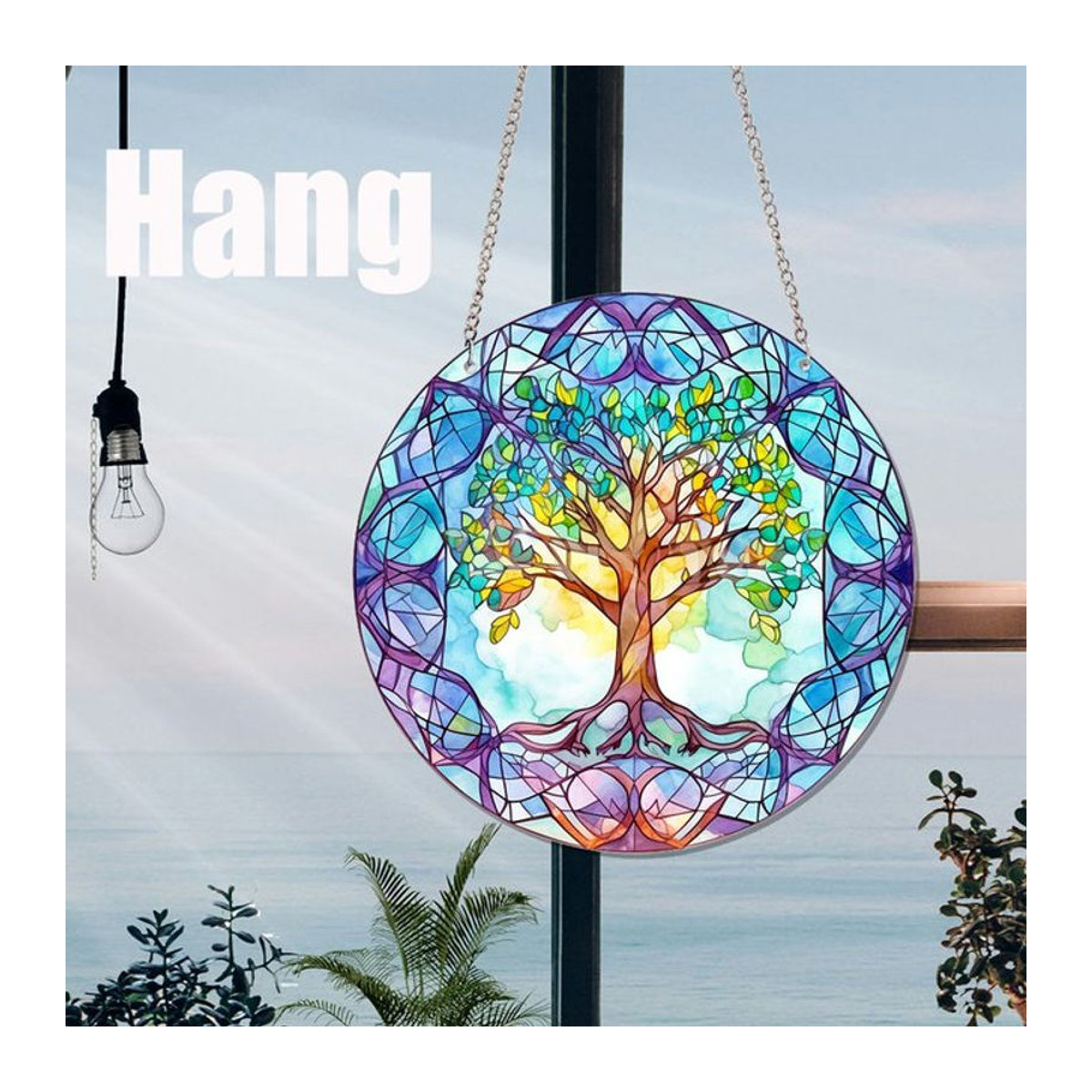 Fuso abstrakte Suncatcher aus Acryl in Boho-Design, mehrfarbig, Durchmesser: 15 cm - Bild 1