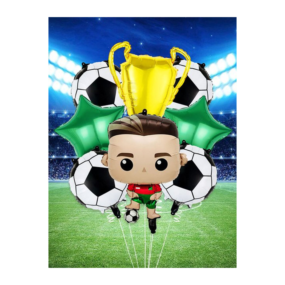 Fußball Geburtstagsparty Dekoration Set mit Meisterschaftstrophäe und Fußballmotiven, mehrfarbig - Bild 1