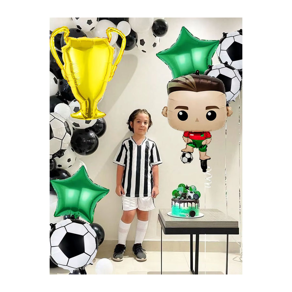 Fußball Geburtstagsparty Dekoration Set mit Meisterschaftstrophäe und Fußballmotiven, mehrfarbig - Bild 3