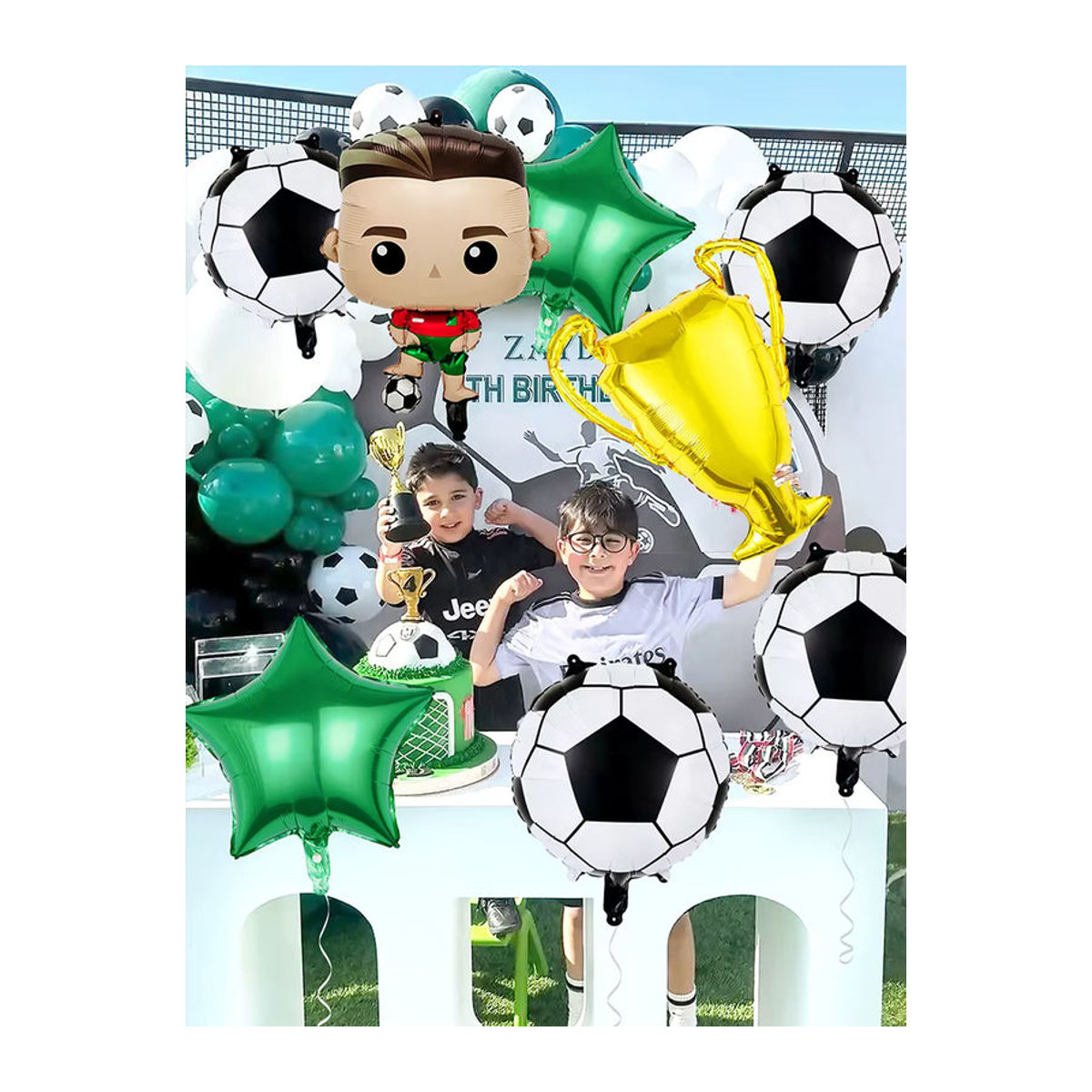 Fußball Geburtstagsparty Dekoration Set mit Meisterschaftstrophäe und Fußballmotiven, mehrfarbig - Bild 4