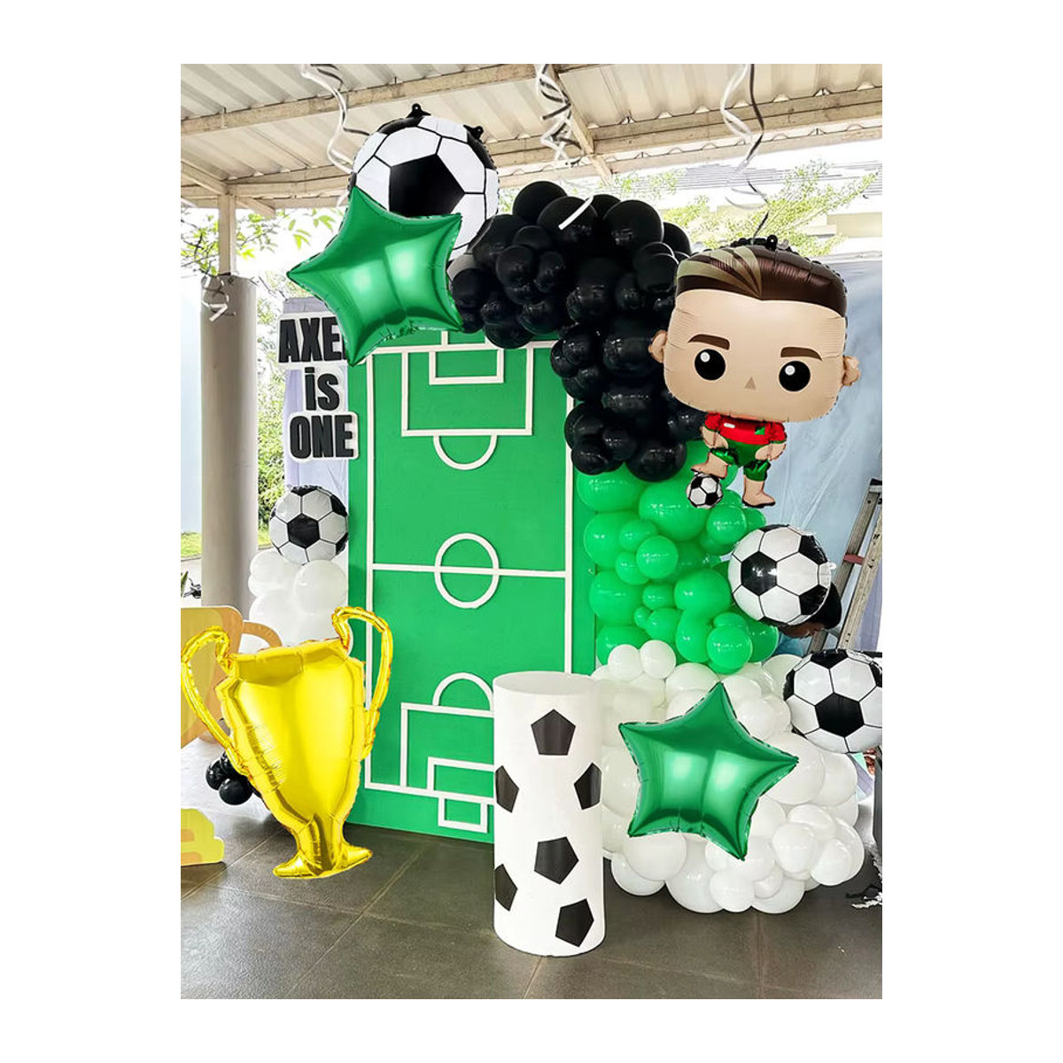 Fußball Geburtstagsparty Dekoration Set mit Meisterschaftstrophäe und Fußballmotiven, mehrfarbig - Bild 5
