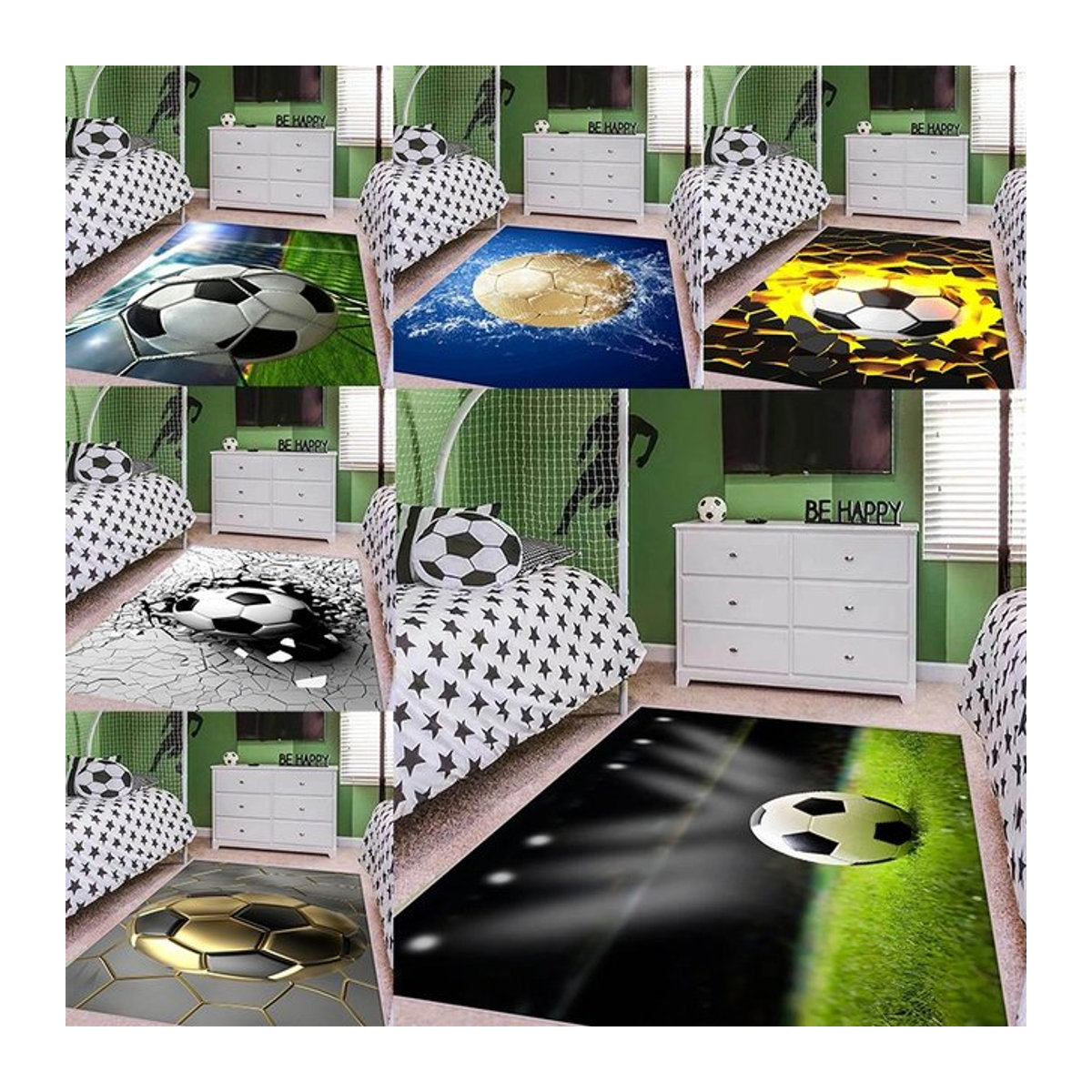 Fußball Teppich mit Ball-Muster für Wohnzimmer und Kinderzimmer als Anti-Rutsch-Matte - Bild 1