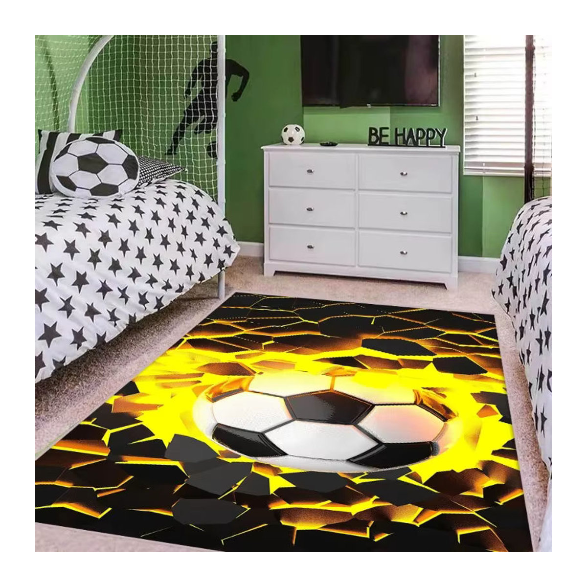 Fußball Teppich mit Ball-Muster für Wohnzimmer und Kinderzimmer als Anti-Rutsch-Matte - Bild 2