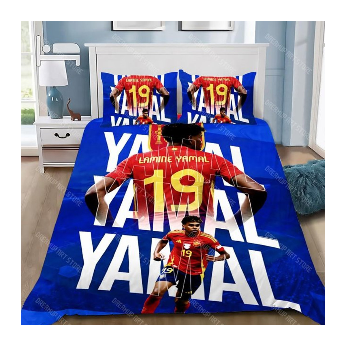 Fußballstars Bettwäscheset mit Kissenbezug für Kinder und Erwachsene in Blau, B/B: 140 x 210 cm - Bild 1