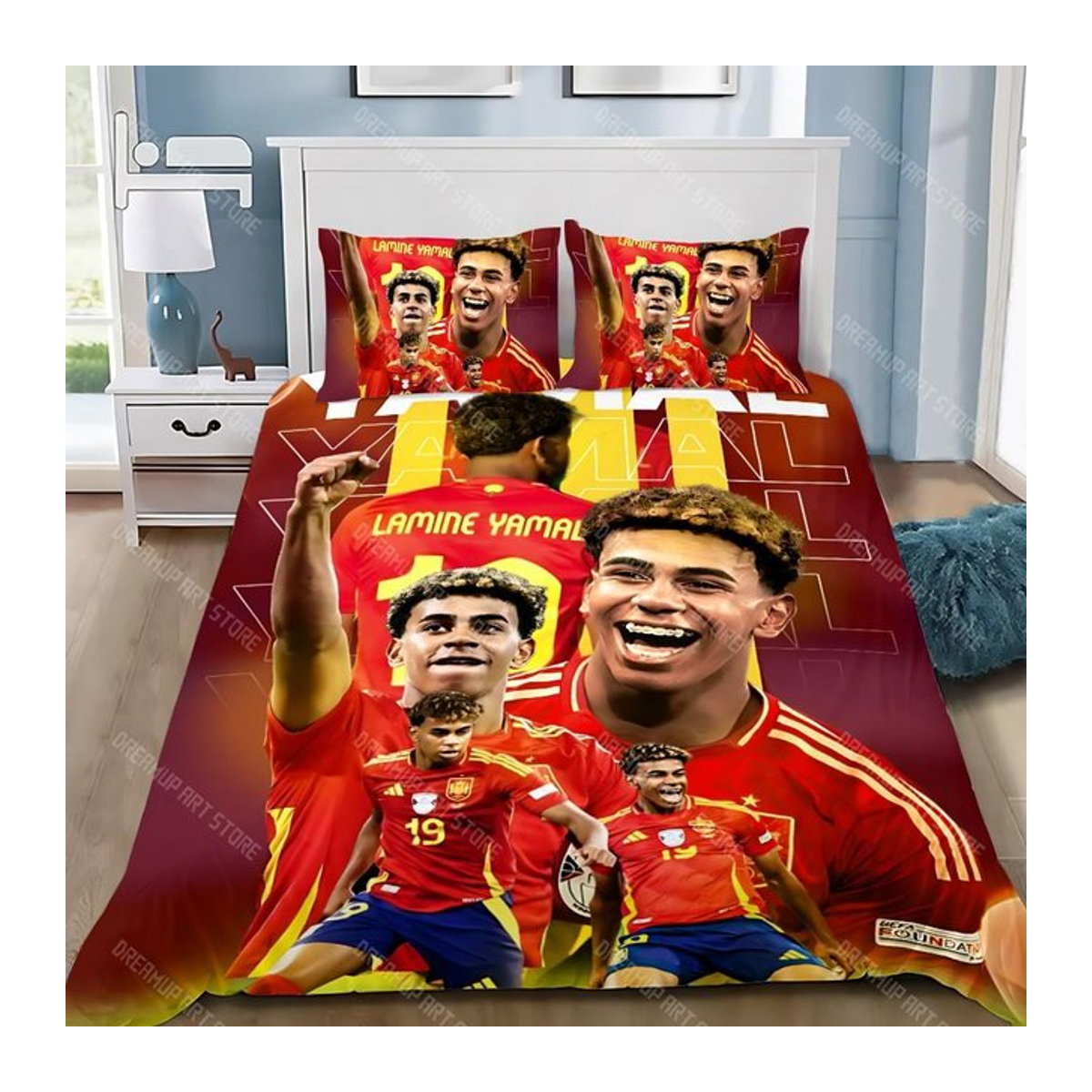 Fußballstars Bettwäscheset mit Kissenbezug in Rot für Kinder und Erwachsene, Größe: 155 x 215 cm - Bild 1