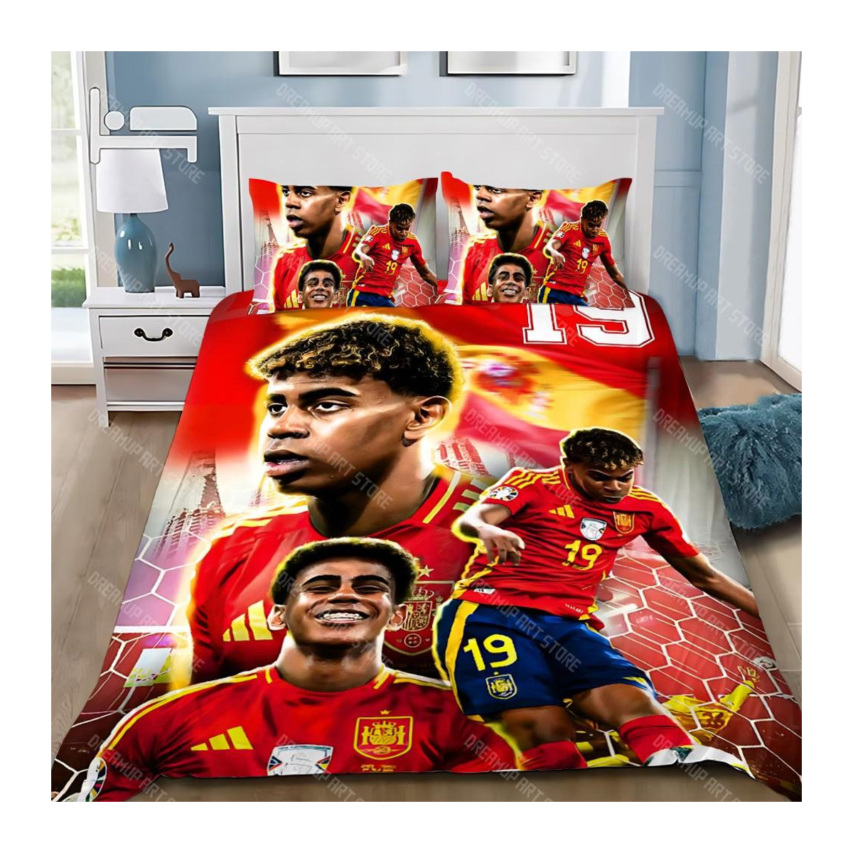 Fußballstars Bettwäscheset mit Kissenbezug in Rot für Kinder und Erwachsene, Größe: 155 x 215 cm - Bild 2
