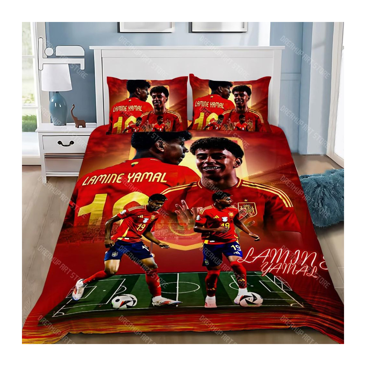 Fußballstars Bettwäscheset mit Kissenbezug in Rot für Kinder und Erwachsene, Größe: 155 x 215 cm - Bild 3