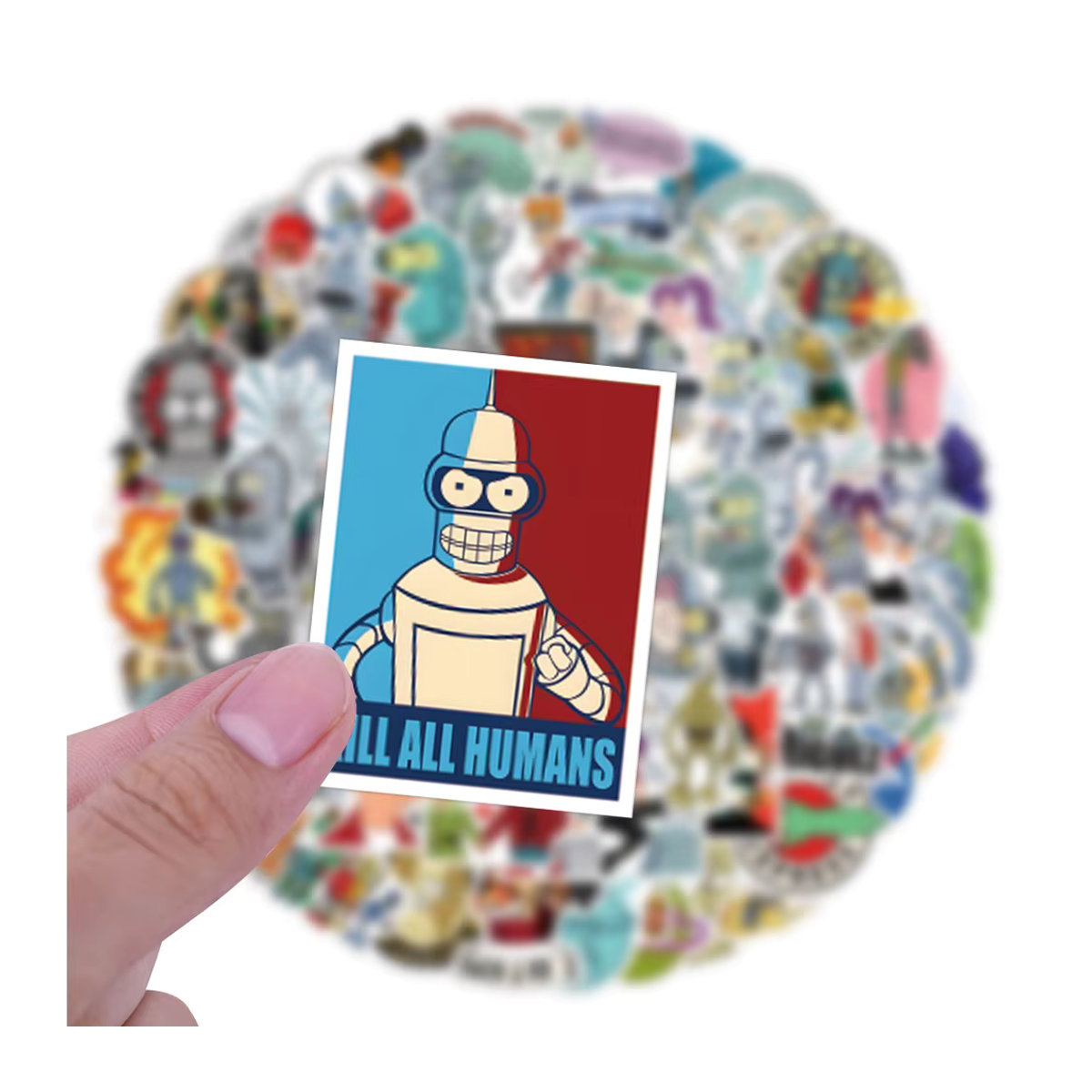 Futurama Aloa Mars Comedy Comics Cartoon Aufkleber Set in Mehrfarbig für Laptop, Kühlschrank und Skateboard - Bild 3