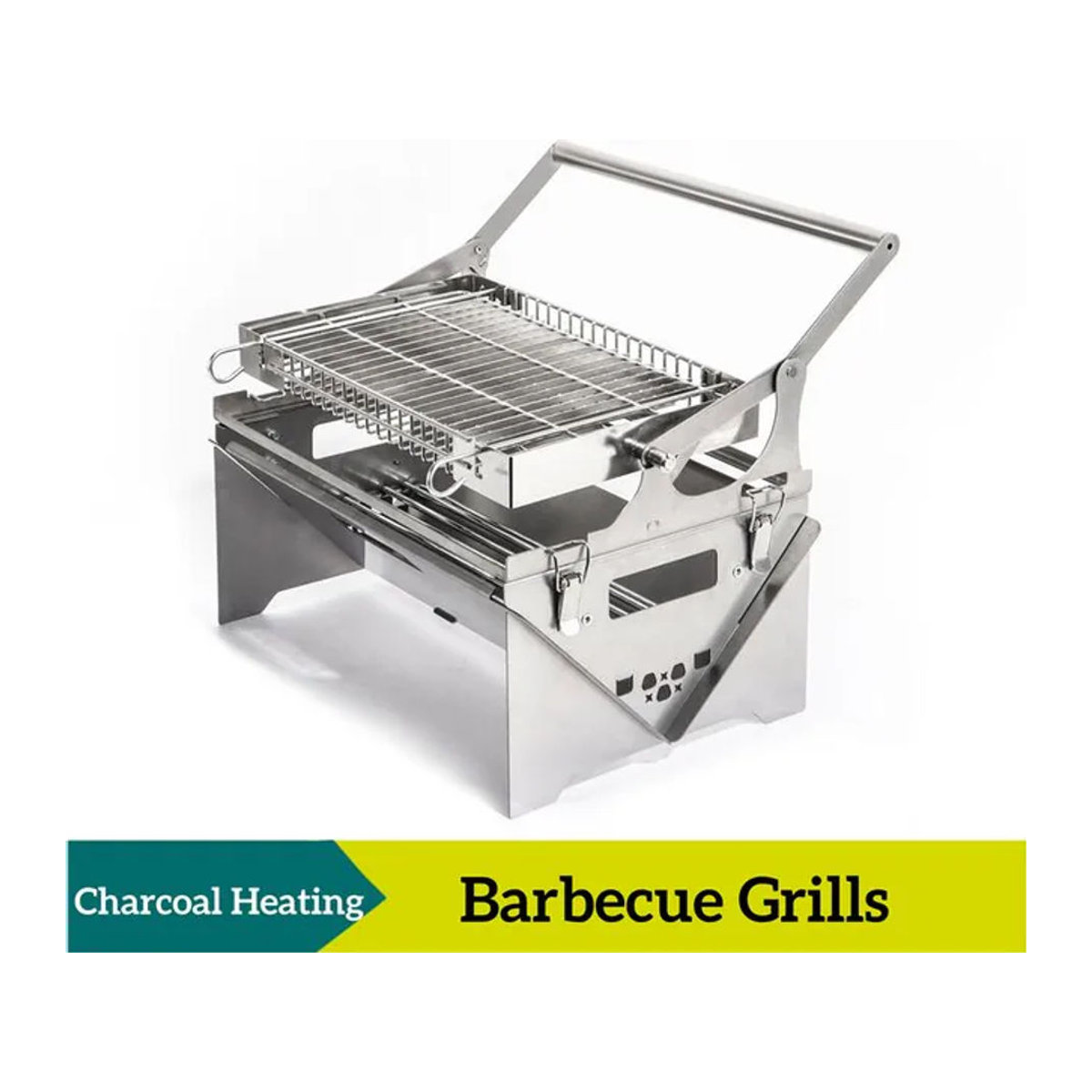 FUWODA Tragbarer Edelstahl Holzkohlegrill mit rotierender Wendefunktion für Outdoor und Camping - Bild 1
