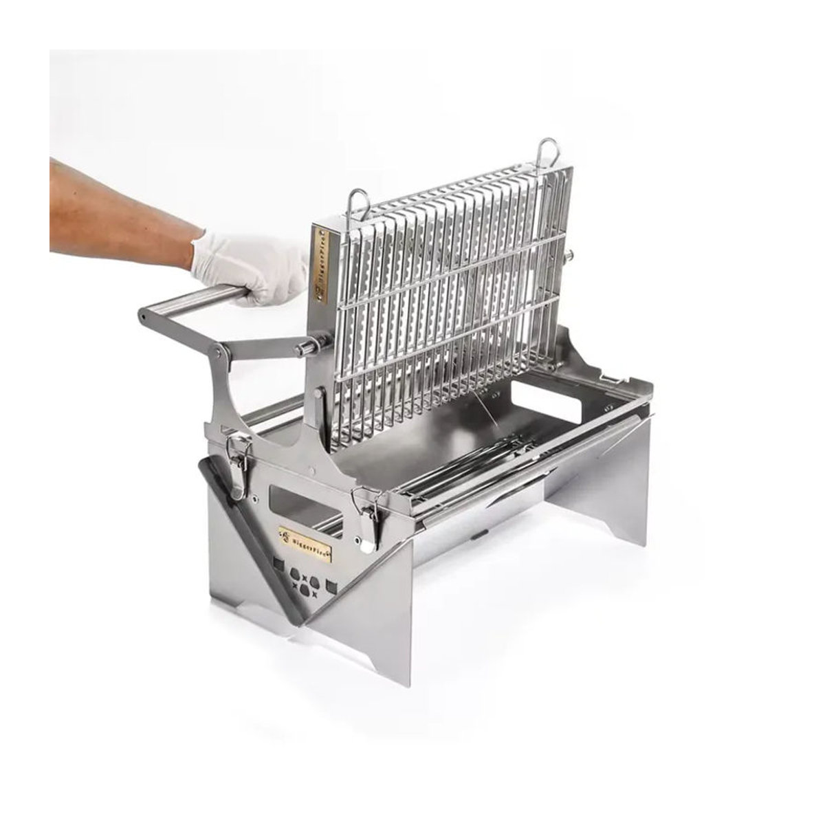 FUWODA Tragbarer Edelstahl Holzkohlegrill mit rotierender Wendefunktion für Outdoor und Camping - Bild 2
