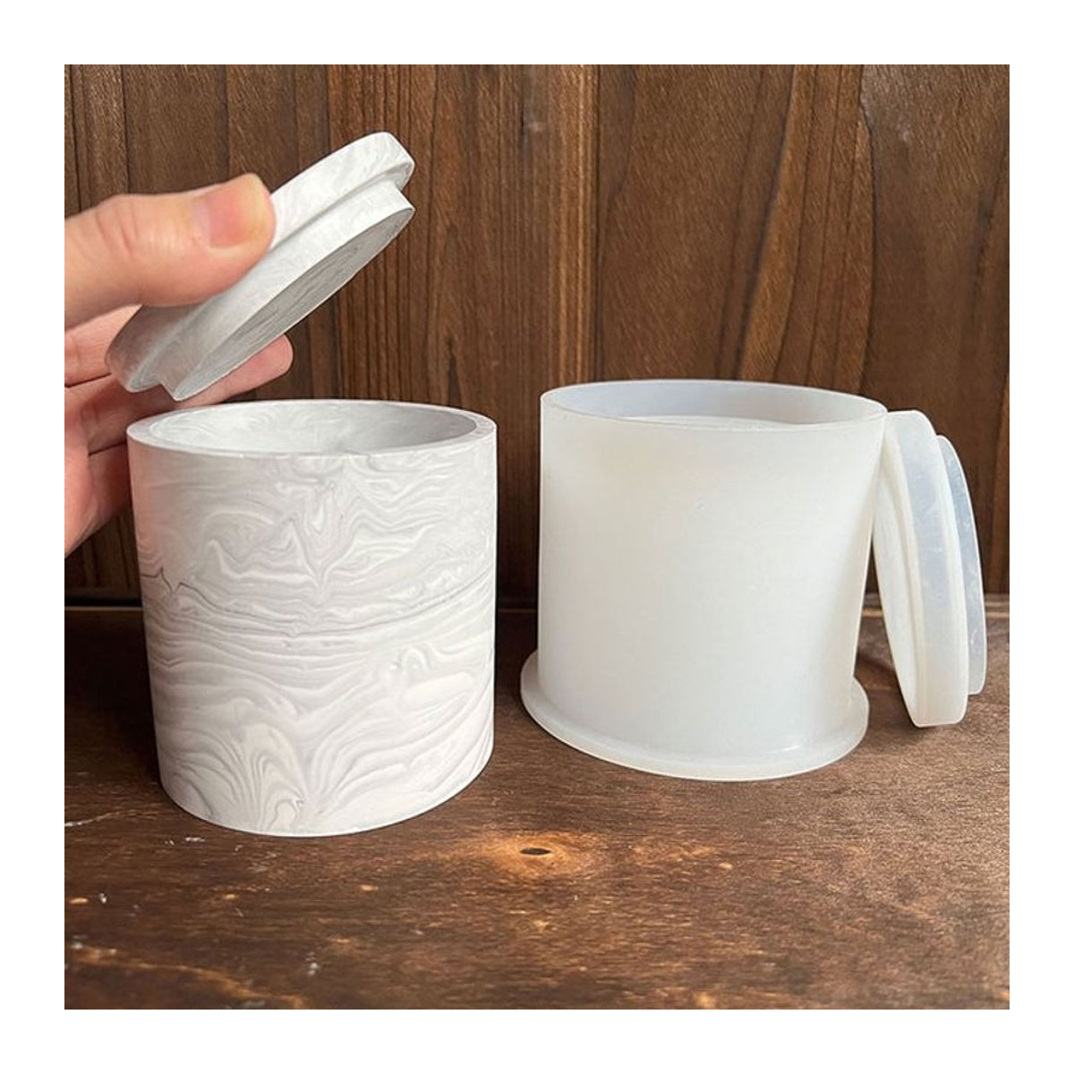 FxZoo DIY Guss-Set für runde Kerzen, Glas und Betonform in Weiß zur Gestaltung von minimalistischen Pflanzgefäßen und Stifthaltern - Bild 1