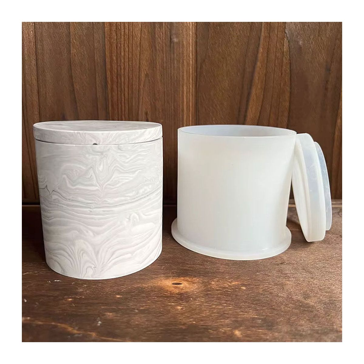 FxZoo DIY Guss-Set für runde Kerzen, Glas und Betonform in Weiß zur Gestaltung von minimalistischen Pflanzgefäßen und Stifthaltern - Bild 2