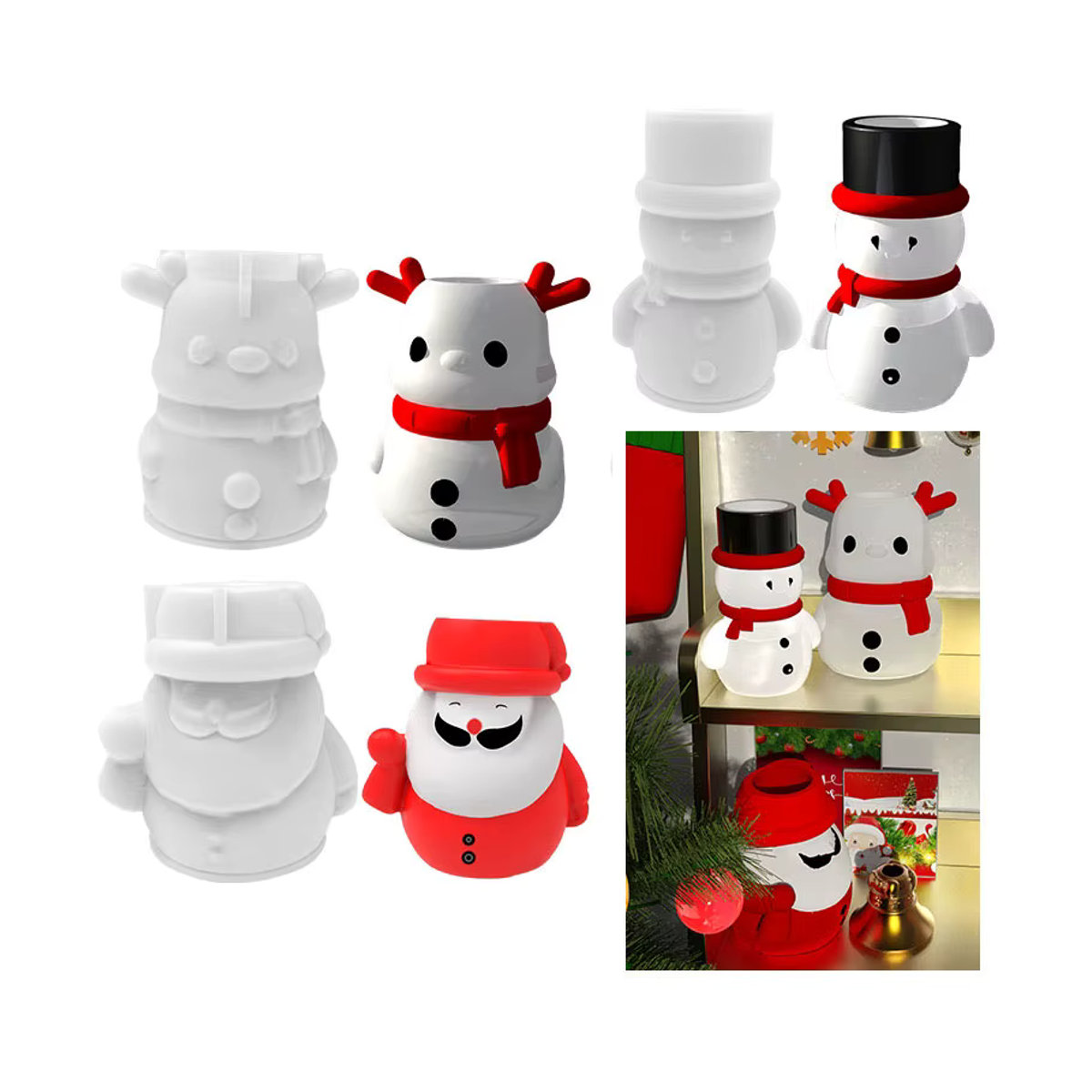 FxZoo Silikonform Santa Claus für DIY Vasen und Kerzen aus Beton oder Gips in Weiß - Bild 3