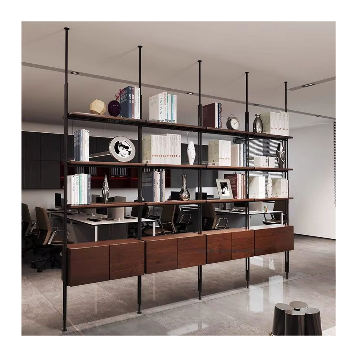 FYBC Bücherregal aus Massivholz in Braun, minimalistisches und skandinavisches Design, freistehend - Bild 2