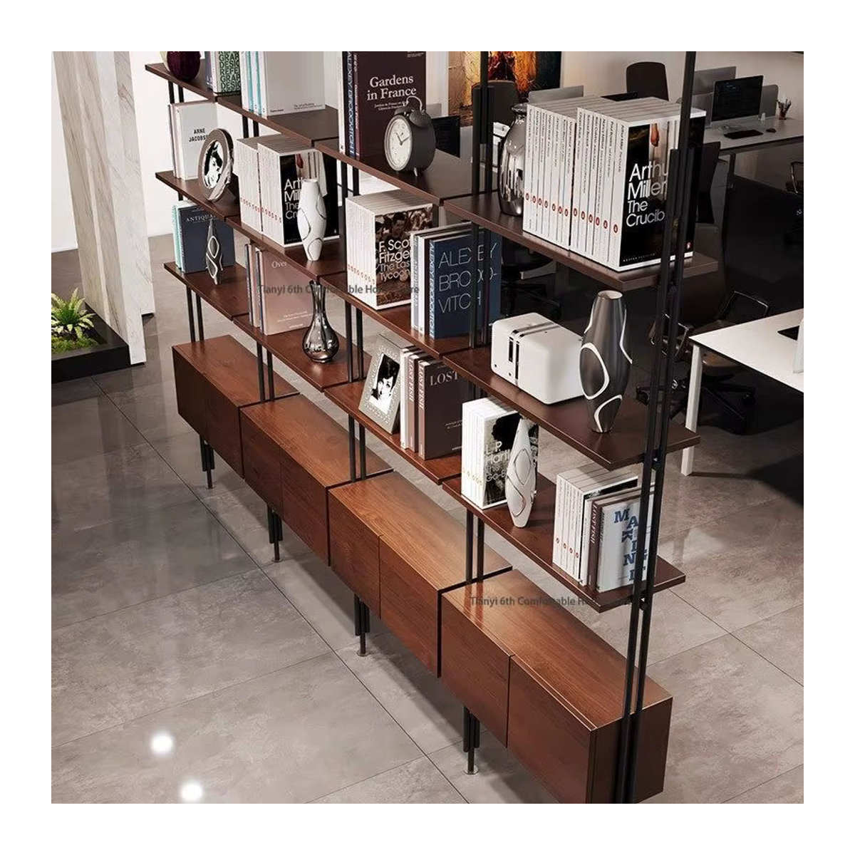 FYBC Bücherregal aus Massivholz in Braun, minimalistisches und skandinavisches Design, freistehend - Bild 3