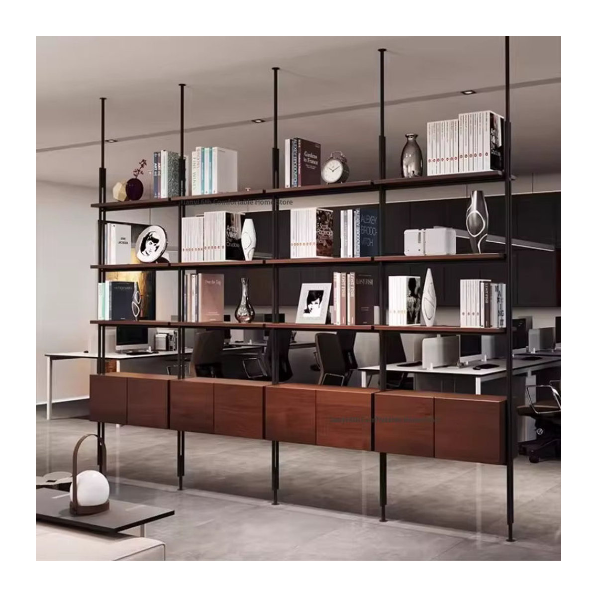 FYBC Bücherregal aus Massivholz in Braun, minimalistisches und skandinavisches Design, freistehend - Bild 4