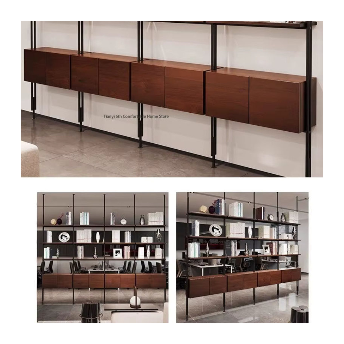 FYBC Bücherregal aus Massivholz in Braun, minimalistisches und skandinavisches Design, freistehend - Bild 5