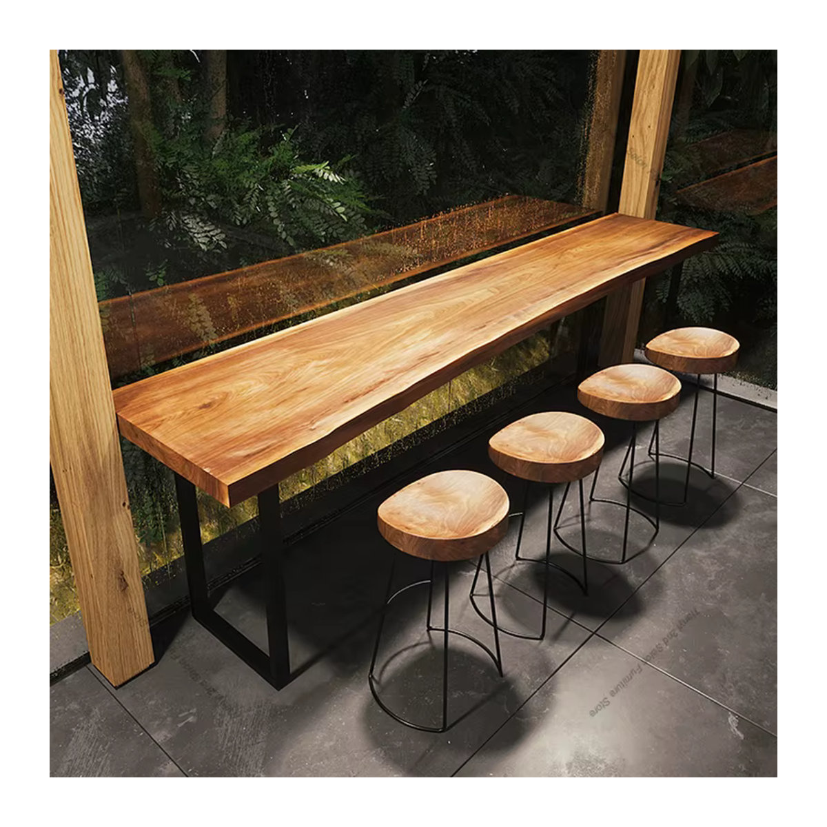 FYBT Bartisch aus Massivholz im skandinavischen Industrial Design in Natur - Bild 4