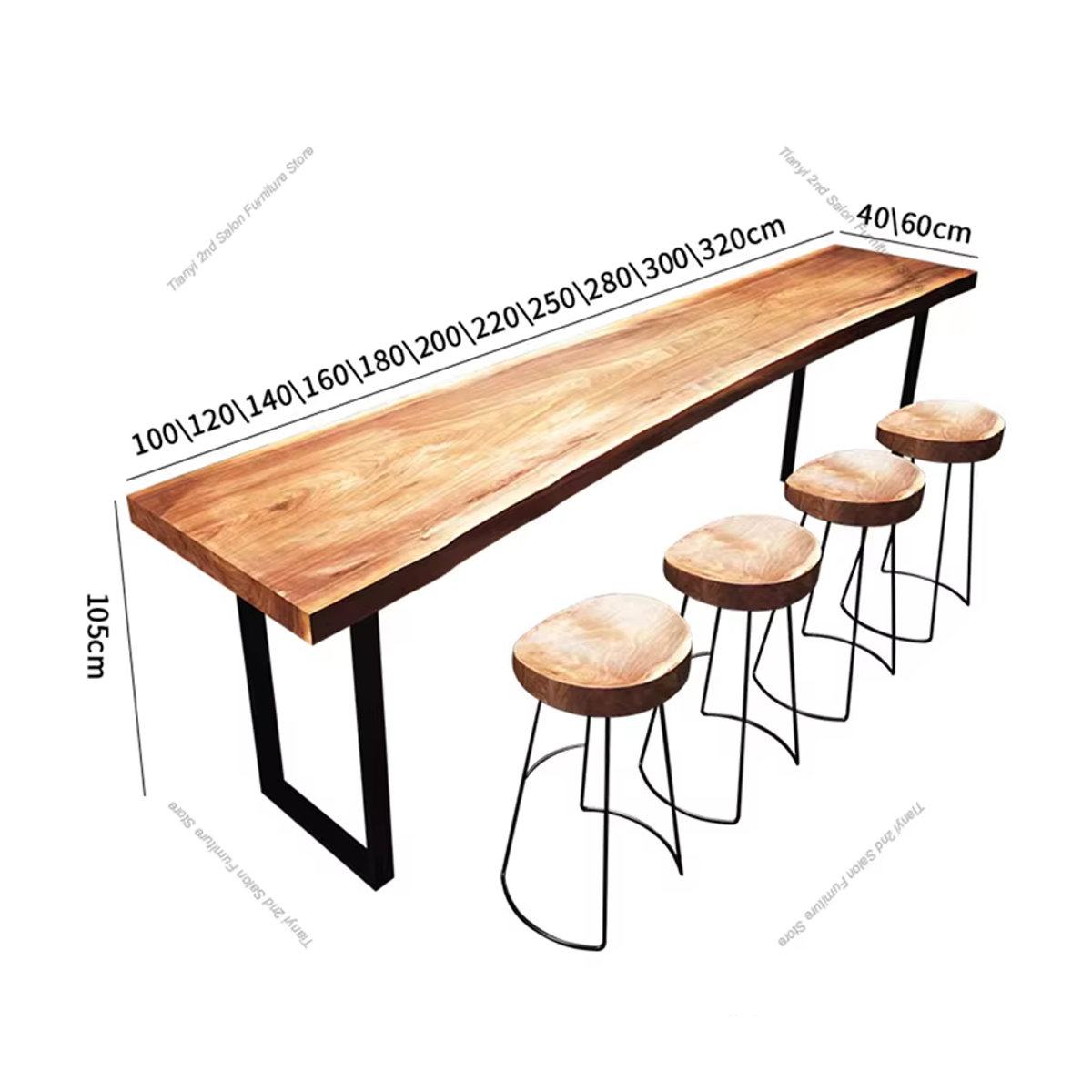FYBT Bartisch aus Massivholz im skandinavischen Industrial Design in Natur - Bild 6