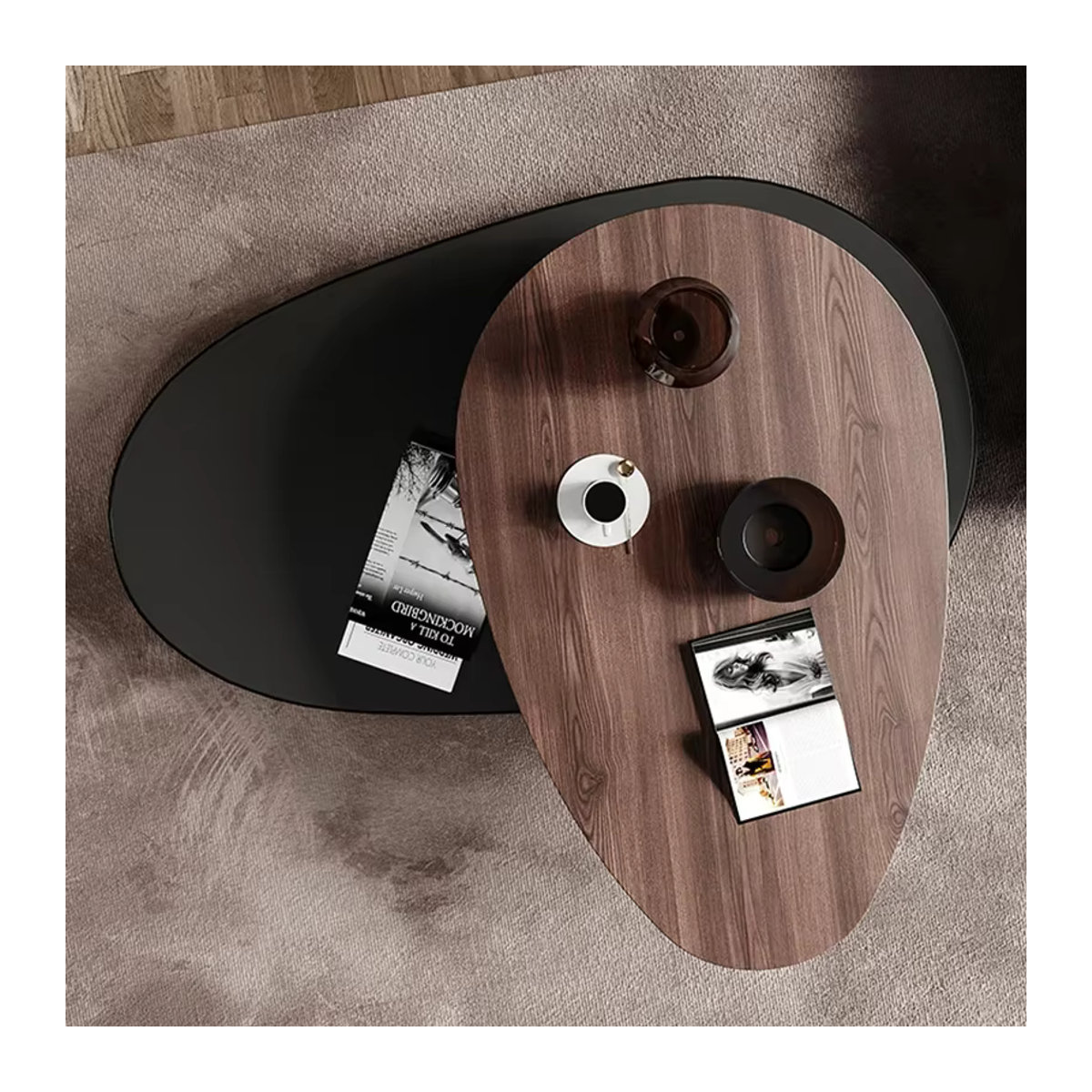 FYCT Couchtisch aus Nussbaumholz in Ovaler Form, Modernes Design in Braun - Bild 3