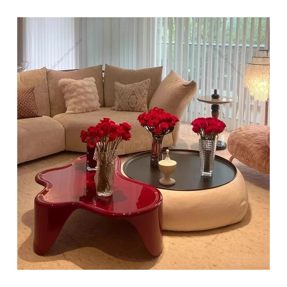 FYCT Couchtisch in Rot im skandinavischen Design aus Kunststoff mit organischer Form - Bild 1