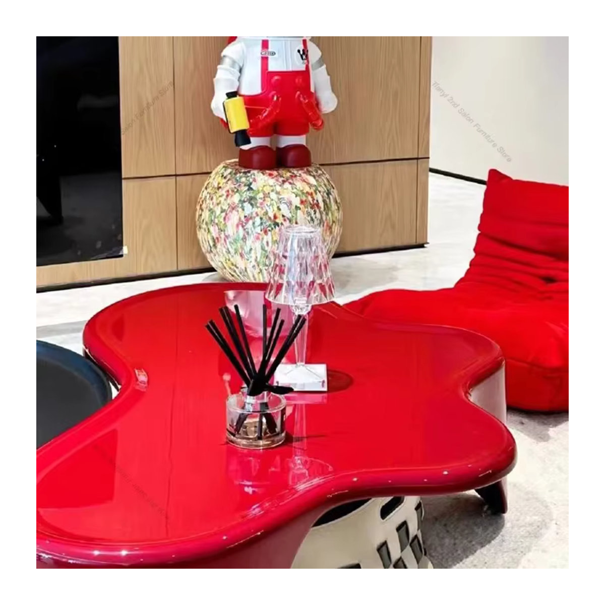 FYCT Couchtisch in Rot im skandinavischen Design aus Kunststoff mit organischer Form - Bild 3